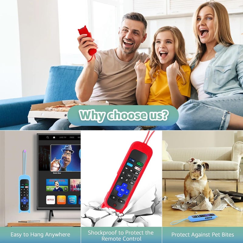 OneBom (2+2 Packs) Replacement Remote for Roku TV with Soft Protective Silicone Cover(Glow in The Dark), Universal Remote for TCL Roku/Hisense Roku/Onn Roku/Sharp Roku/Element Roku/Philips Roku Smart TV - Image 3